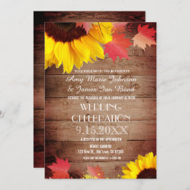 Rustic Sunflower Barn Wood Wedding Invitting Kaart