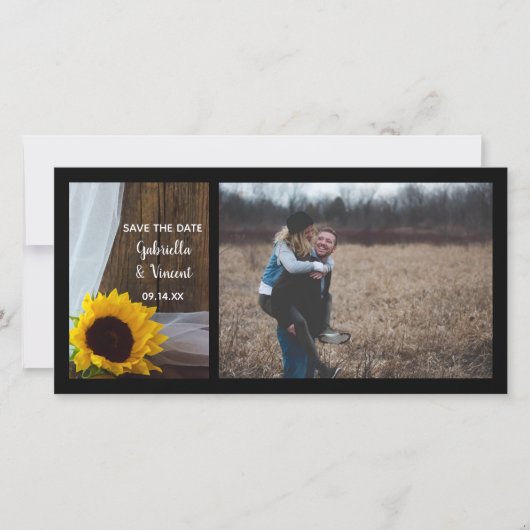 Rustic Sunflower Barn Wood Wedding Save the Date (Voorkant)