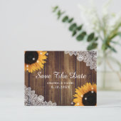 Rustic Sunflower Barn Wood Wedding Save the Date Briefkaart (Staand voorkant)