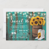 Rustic Sunflower Barrel Blauwgroen Barn Cowgirl Sw Kaart (Voorkant)