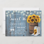 Rustic Sunflower Barrel Dusty Blue Barn Sweet 16 Kaart (Voorkant)