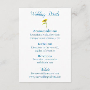 Rustic Sunflower Beauty Wedding Informatiekaartje