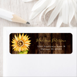 Rustic Sunflower Birthday Return Address Etiket