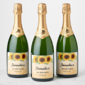Rustic Sunflower Birthday Sparkling Wijnetiket (Flessen)