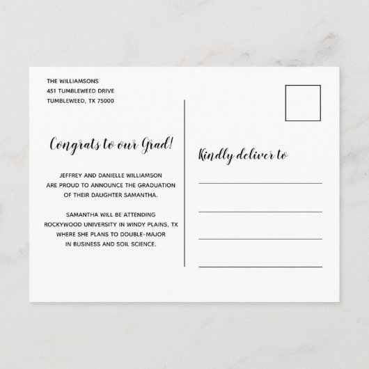 Rustic Sunflower Black en Gold Photo Afstuderen Aankondigingskaart (Achterkant)