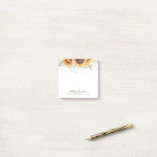 Rustic Sunflower Bloom | Aangepaste Floral Post-it® Notes (Op bureau)