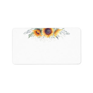Rustic Sunflower Bloom Blanco Etiket