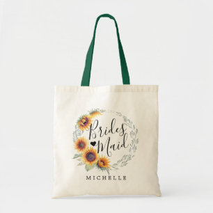 Rustic Sunflower Bloom   Bridesmaid Tote Bag