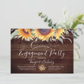 Rustic Sunflower Bloom | Engagement Party Kaart (Staand voorkant)