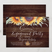Rustic Sunflower Bloom | Engagement Party Kaart (Voorkant / Achterkant)