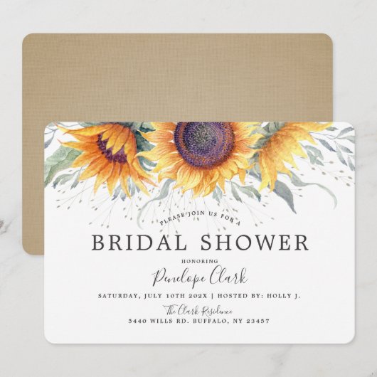 Rustic Sunflower Bloom | Florence-Vrijgezellenfees Kaart (Voorkant / Achterkant)