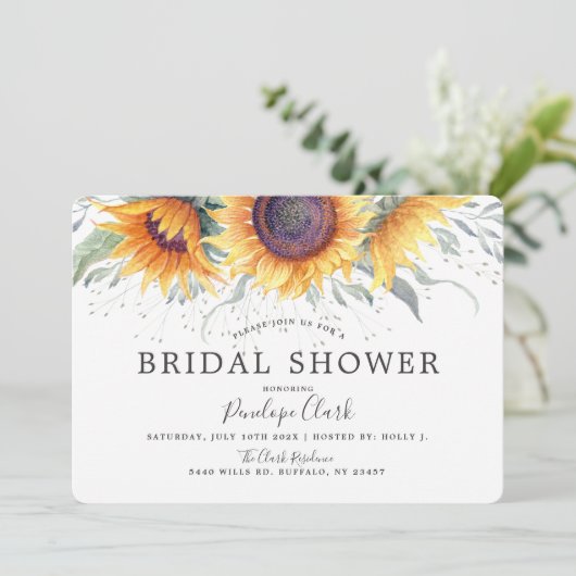 Rustic Sunflower Bloom | Florence-Vrijgezellenfees Kaart (Staand voorkant)