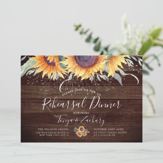 Rustic Sunflower Bloom | repetitief diner Kaart (Staand voorkant)