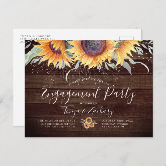 Rustic Sunflower Bloom | Uitnodiging voor de indie (Voorkant / Achterkant)