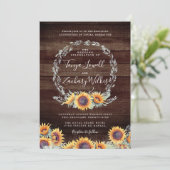 Rustic Sunflower Bloom | Weddengeviering Kaart (Staand voorkant)