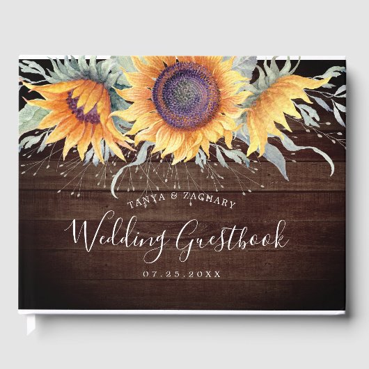 Rustic Sunflower Bloom | Weddenschap Gastenboek (Voorkant)