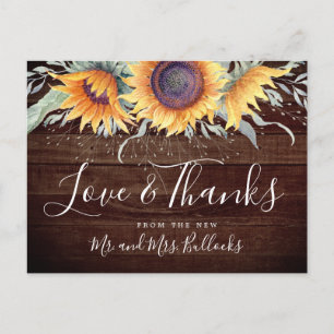 Rustic Sunflower Bloom   Weddenschap Hartelijk dan Briefkaart