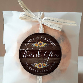 Rustic Sunflower Bloom | Weddenschap Hartelijk dan Ronde Sticker