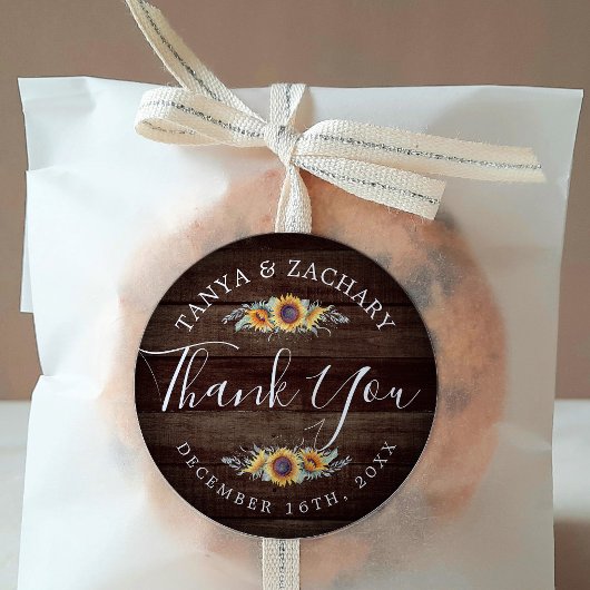 Rustic Sunflower Bloom | Weddenschap Hartelijk dan Ronde Sticker