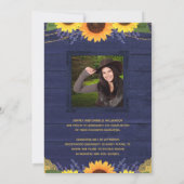 Rustic Sunflower Blue en Gold 2 Photo Afstuderen Aankondiging (Achterkant)