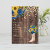 Rustic Sunflower Blue Rozen Boots 18th Birthday Kaart (Staand voorkant)