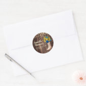 Rustic Sunflower Blue Rozen Boots Adres Ronde Sticker (Envelop)