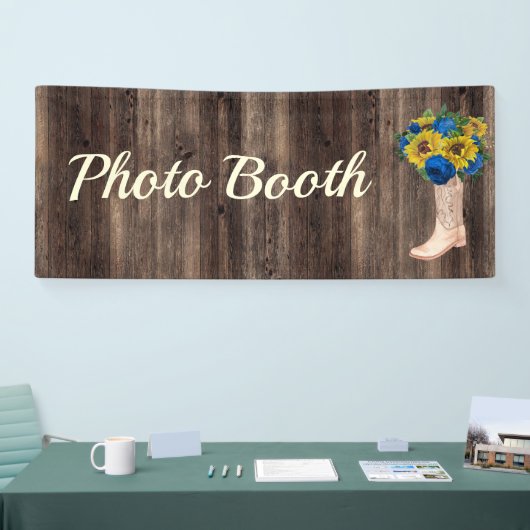 Rustic Sunflower Blue Rozen Boots Photo Booth Spandoek (Beurs)