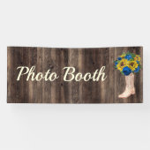 Rustic Sunflower Blue Rozen Boots Photo Booth Spandoek (Horizontaal)