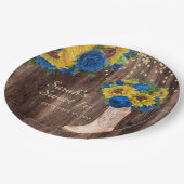 Rustic Sunflower Blue Rozen Boots Sweet 16 Papieren Bordje (Gekanteld)