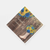 Rustic Sunflower Blue Rozen Boots Sweet 16 Servet (Hoek)