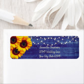 Rustic Sunflower Blue Wood Return Address Etiket (Insitu)