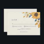 Rustic Sunflower Blue Yellow Wedding RSVP Kaartje<br><div class="desc">Een speciale kaart voor een speciale dag! Eenvoudig en elegant.</div>