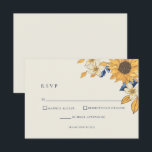 Rustic Sunflower Blue Yellow Wedding RSVP Kaartje<br><div class="desc">Een speciale kaart voor een speciale dag! Eenvoudig en elegant.</div>