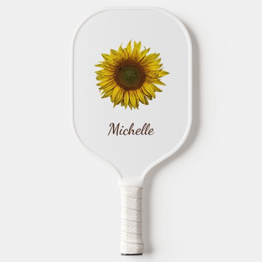 Rustic Sunflower Boho Botanical Personalized Pickleball Paddle (Voorkant)