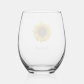 Rustic Sunflower Boho Floral Personalized Wijnglas Zonder Voet (Achterkant)