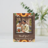 Rustic Sunflower Boho Roos Wedding Bedankt Foto Briefkaart (Staand voorkant)
