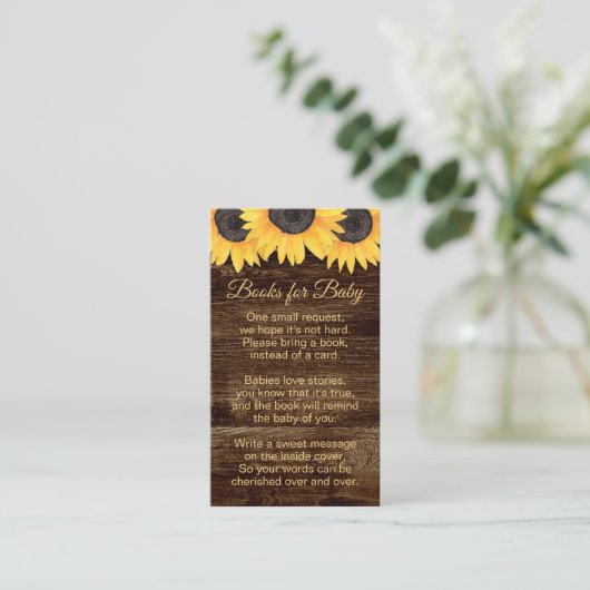 Rustic Sunflower Books Baby neutraal Baby shower e Informatiekaartje (Staand voorkant)