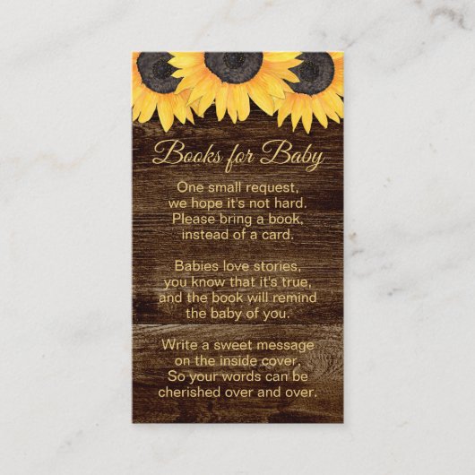 Rustic Sunflower Books Baby neutraal Baby shower e Informatiekaartje (Voorkant)