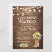 Rustic Sunflower Boots Cowgirl Sweet Sixteen 16 Kaart (Voorkant)