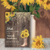 Rustic Sunflower Boots Glitter 18th Birthday Kaart