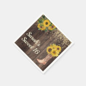 Rustic Sunflower Boots Glitter Sweet 16 Birthday Servet (Hoek)