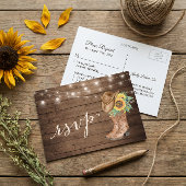 Rustic Sunflower Boots String Lights RSVP Uitnodiging Briefkaart