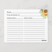 Rustic Sunflower Boots Vrijgezellenfeest Recipe Briefkaart (Achterkant)