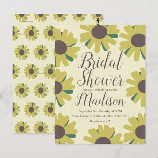 Rustic Sunflower Border Greenery Vrijgezellenfeest Briefkaart (Voorkant / Achterkant)