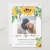 Rustic Sunflower Bouquet-fotoscript Save The Date (Voorkant)