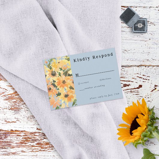 Rustic Sunflower Bouquet Waterverf RSVP-kaart RSVP Kaartje