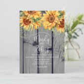 Rustic Sunflower Bouquet Waterverf Wedding Kaart (Staand voorkant)