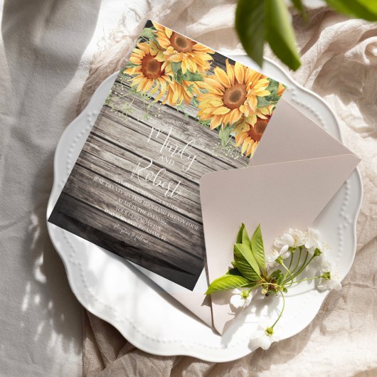 Rustic Sunflower Bouquet Waterverf Wedding Kaart