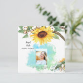 Rustic Sunflower Bridal Photo Square Kaart (Staand voorkant)