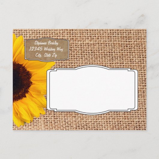 Rustic Sunflower Bridal Shower Invitation Briefkaa Uitnodiging Briefkaart (Achterkant)